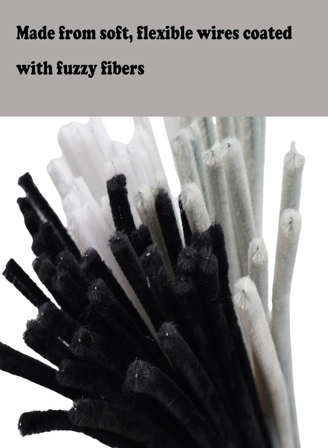 3A Featuretail 300Pc Set Tri Color Combo Pipe Cleaners Craft, Pipe Cleaners Chenille Stem Fuzzy Sticks Craft Supplies for flowers making, Home DIY (White,Black,Grey) - Image 4